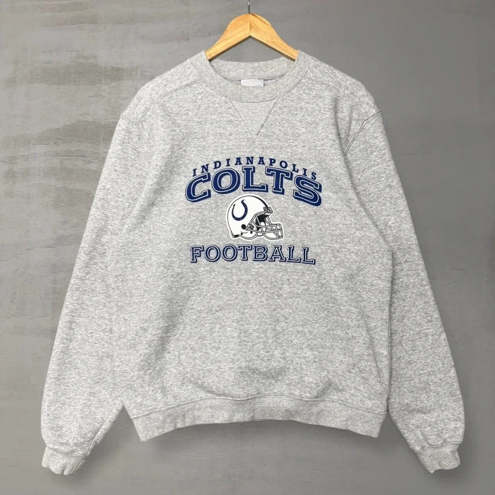 Vintage Indianapolis Colts Sweatshirt Gray Football Graphic Crewneck Small
